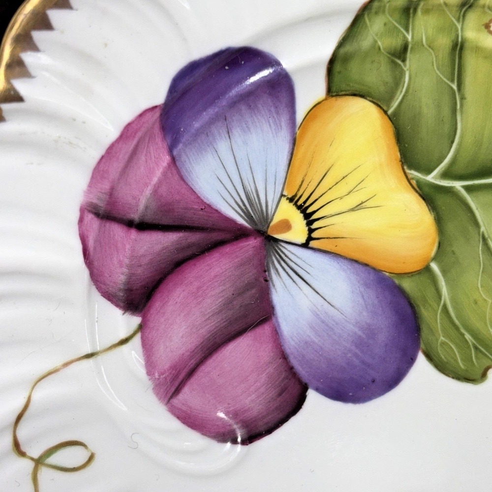 Anna Weatherley Handpainted Dragonfly Pansy Leaf Insect Accent Trinket Dish RARE - Picture 6 of 11